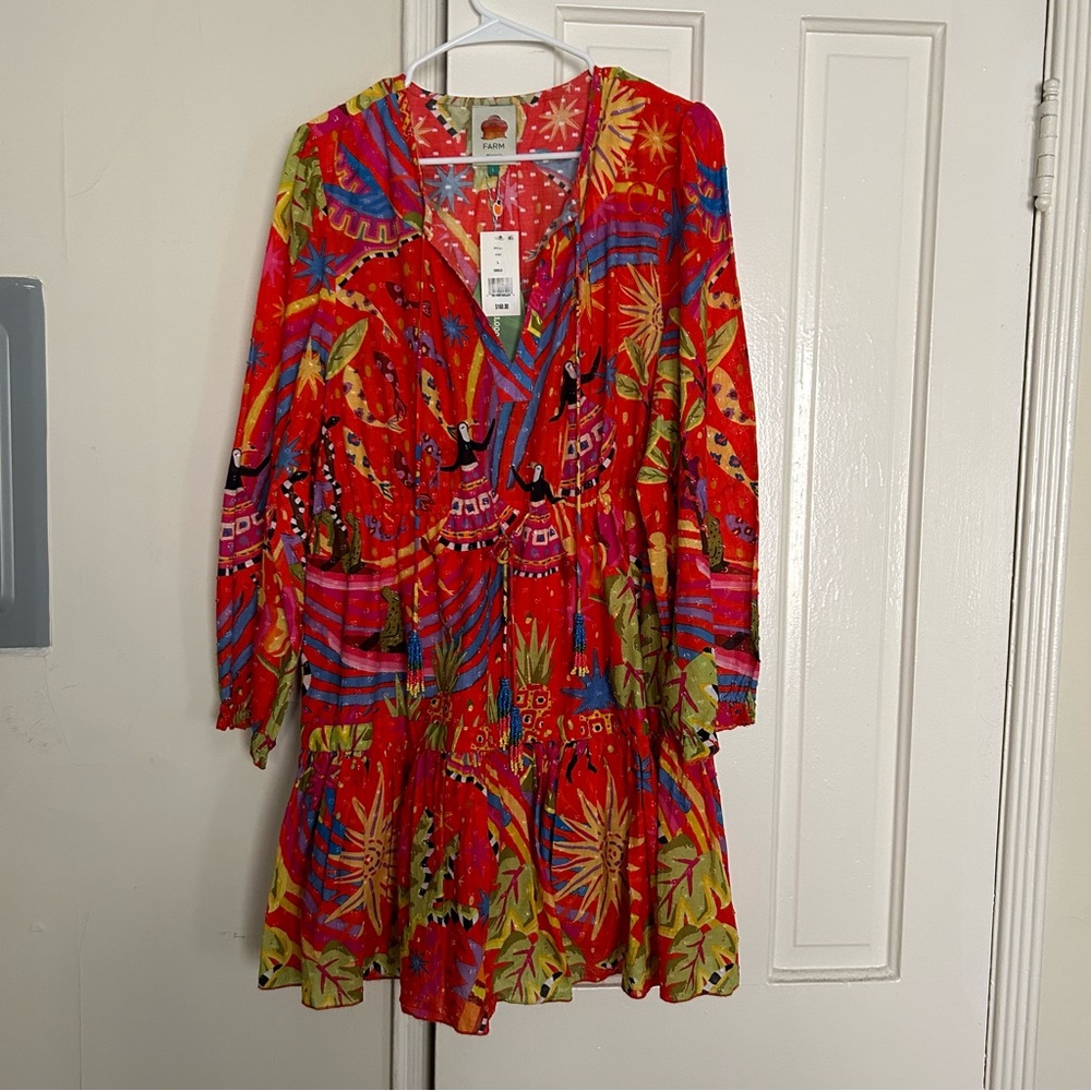 Farm Rio Magic Forest Mini Dress, L - Picture 4 of 10